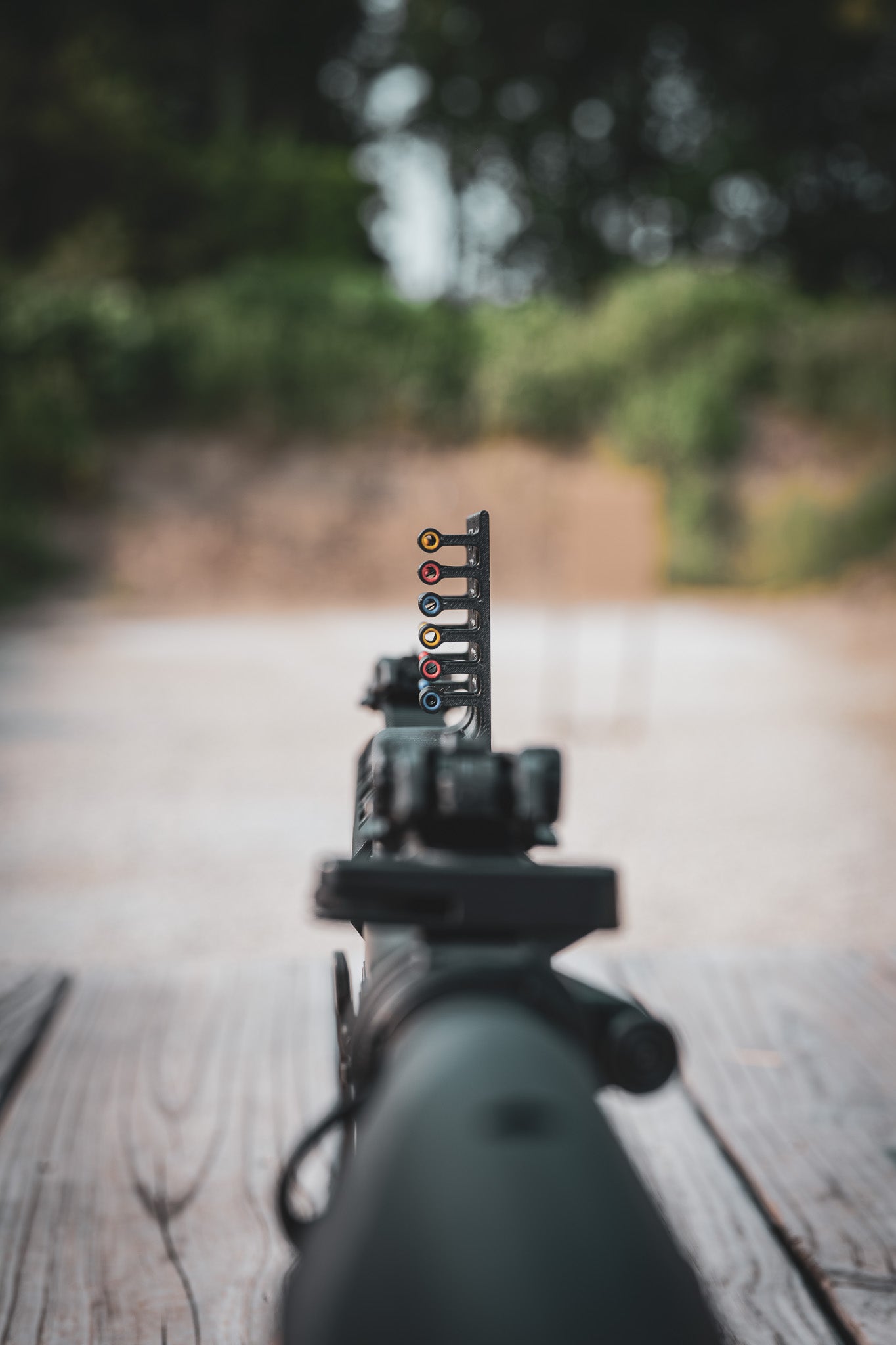 You're already use to it. The "Peep" style alignment with color coded posts makes finding your scope height simple and quick.