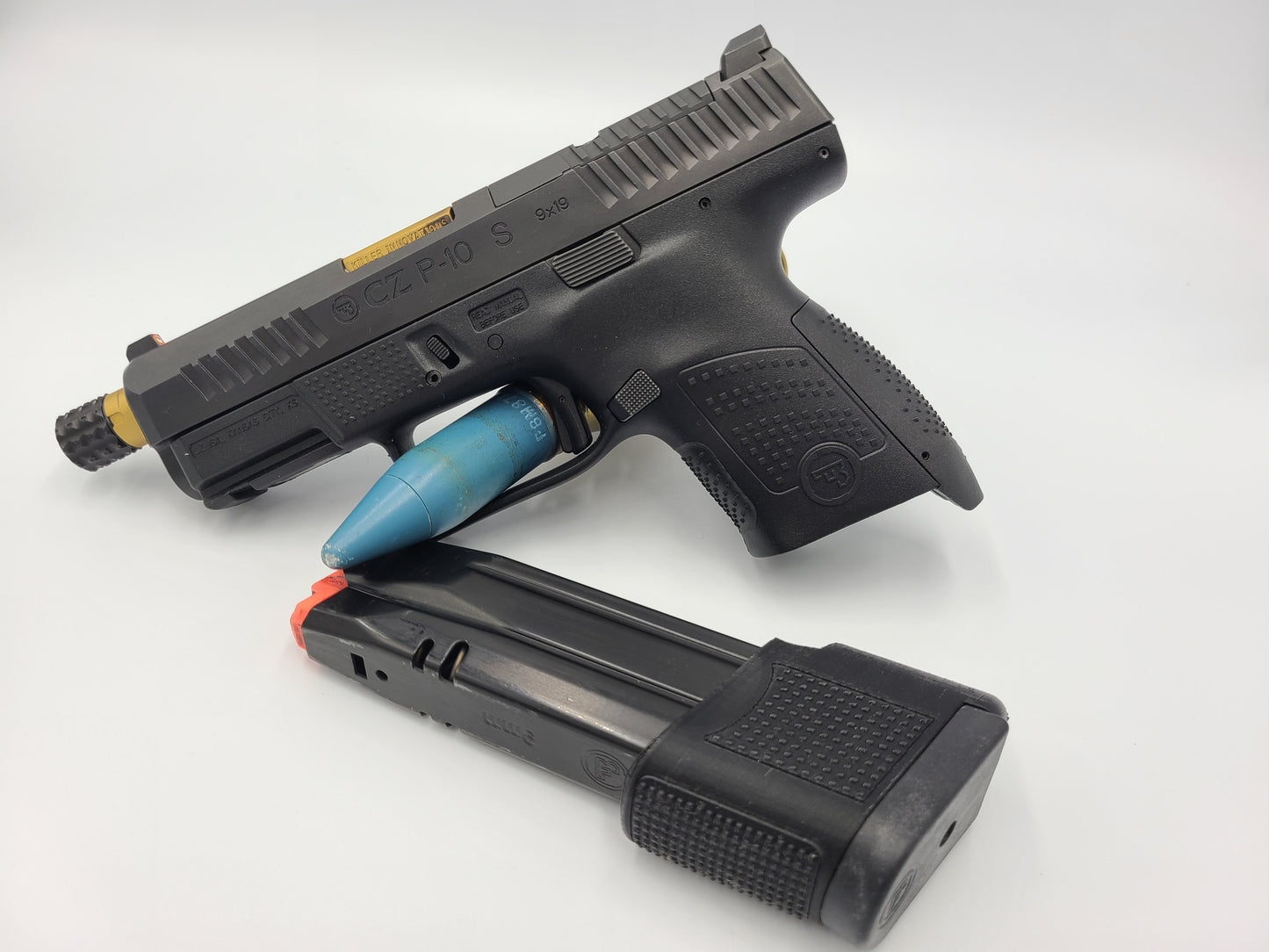 CZ P10s Magazine Sleeve. Used to adapt the CZ P10F 19 round magazines to the subcompact frame.