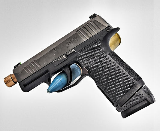 The P365XL with the Wilson Combat frame module creates a custom looking combination, and with the NULL magazine adapter for the X Macro magazines, you can use your custom grip and retain all the versatility you need.