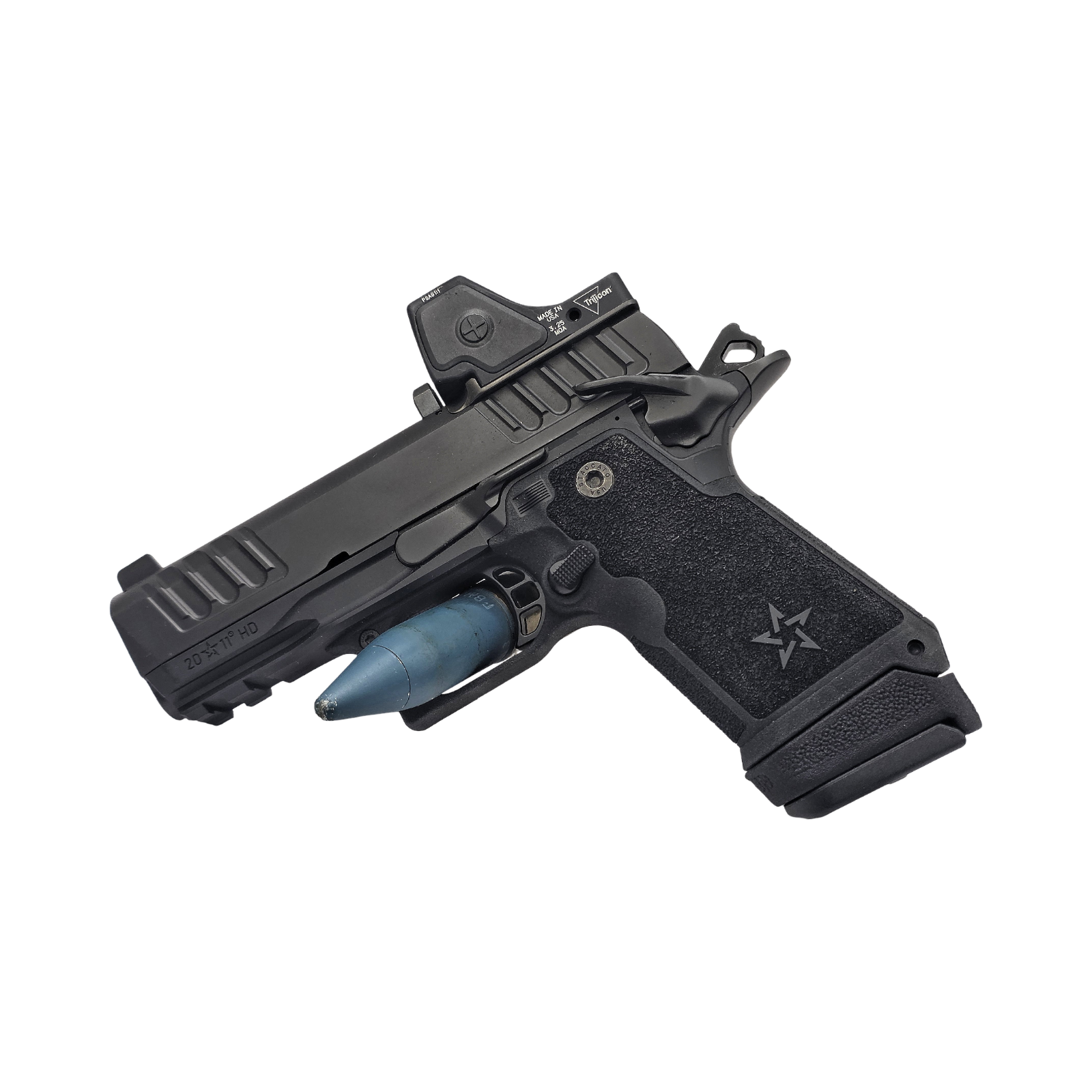 The Staccato HD is their answer to the Glock: using the reliability of the Glock magazines, paired with Staccato's tried and true history, and removing the additional pieces that might keep them from functioning, the HD is stripped to just what's needed. 