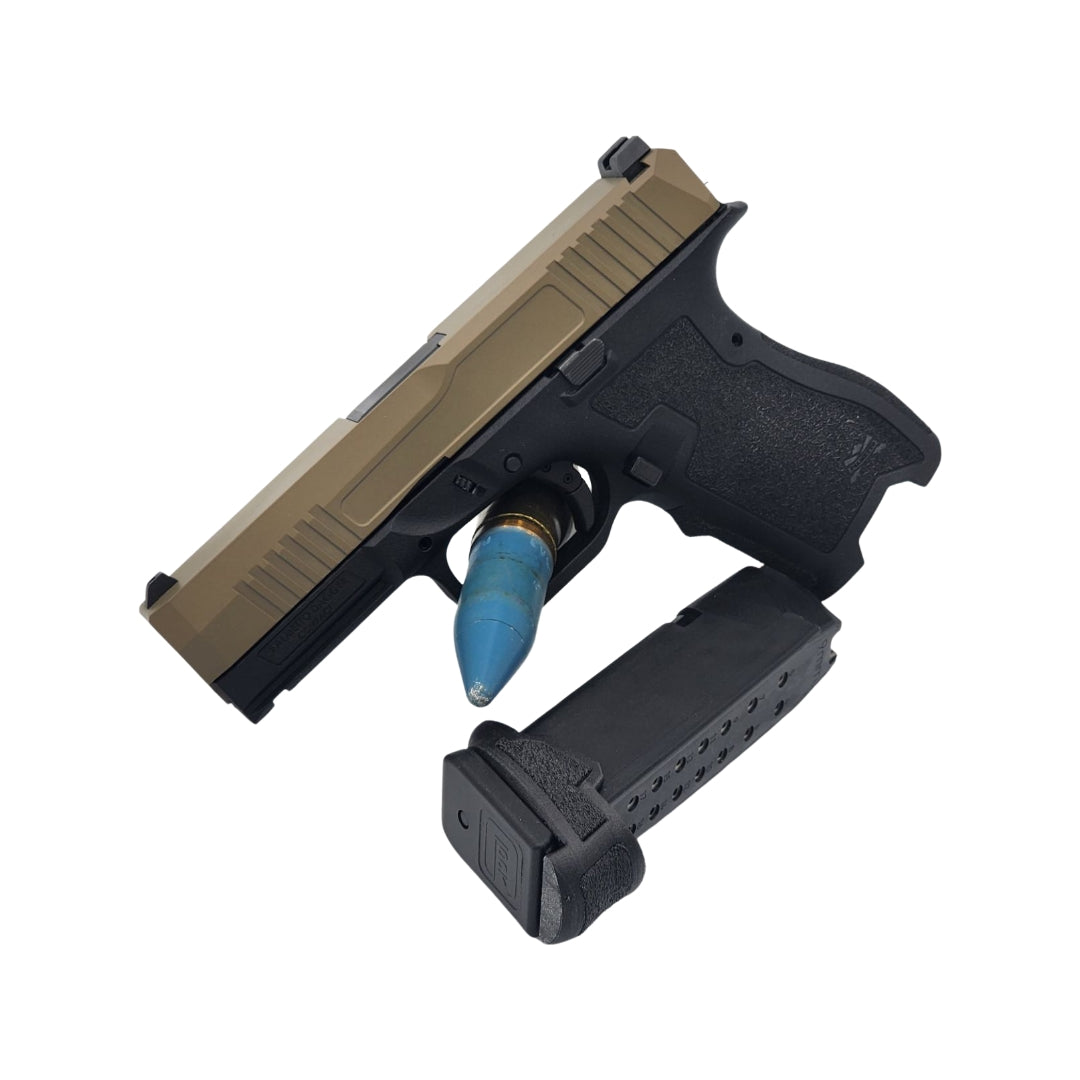 Be ready for anything with the 17 round capacity offered through the use of full size Glock magazines in compact Palmetto State Armory Dagger frames with the Null adapter