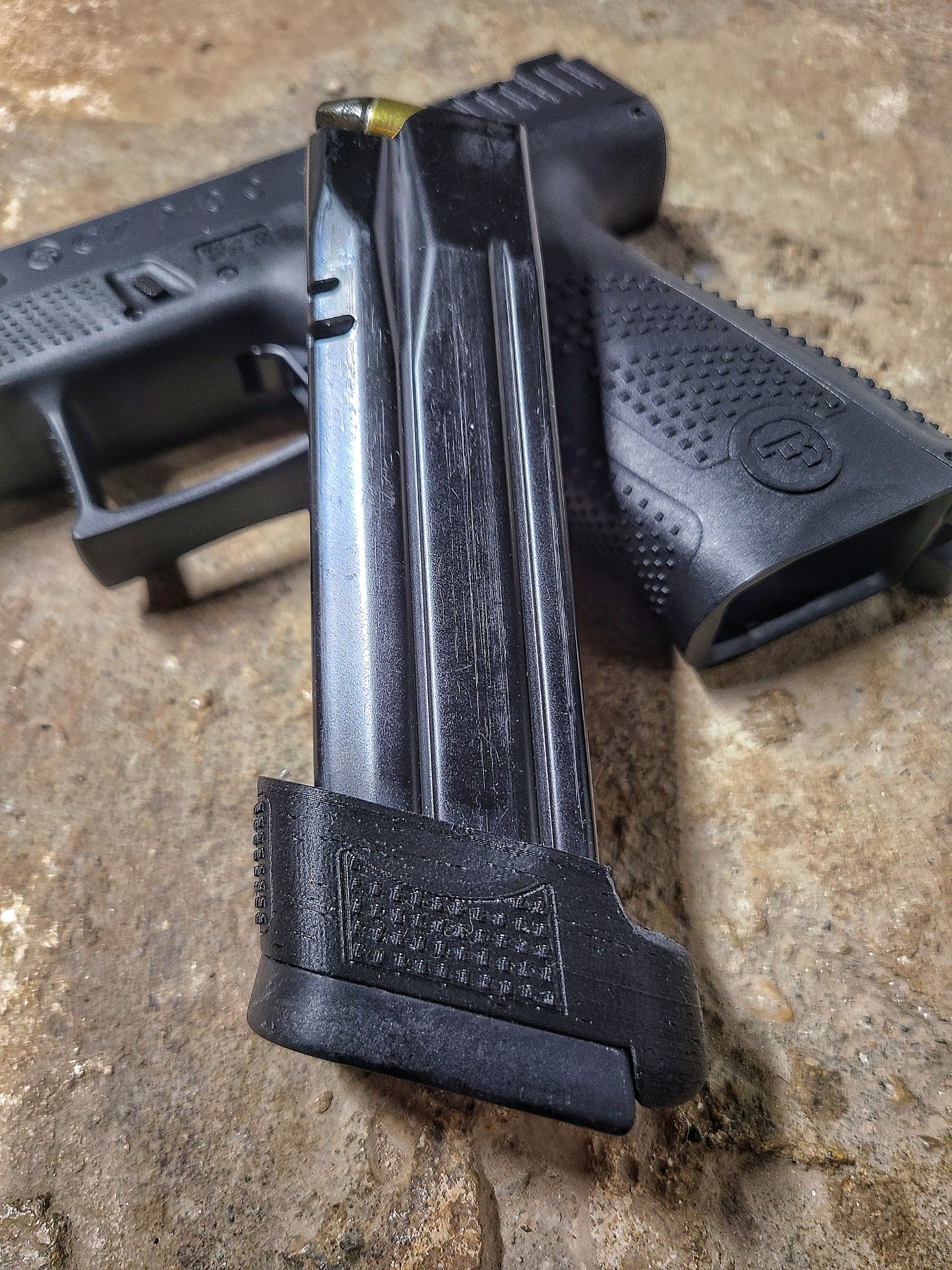 CZ P10c Magazine Sleeve. Used to adapt the CZ P10F 19 round magazines to the compact frame.